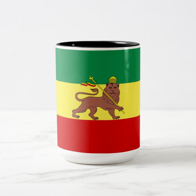 Rastafarian Flag (Rastafarianism) (Rasta) Two-Tone Coffee Mug (Center)