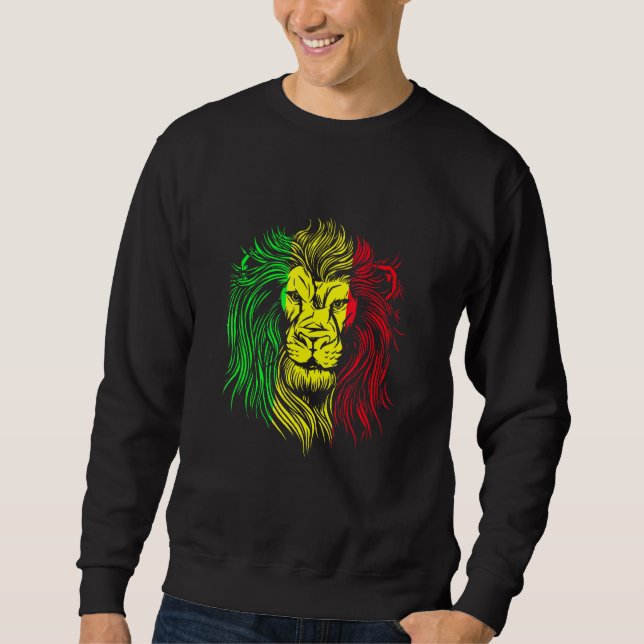 Rastafarian Lion Mandala Reggae Music Jamaica Rast Sweatshirt (Front)