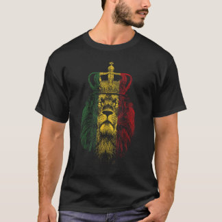 Rastafarian Lion of Judah Reggae Lion Ethiopian Fl T-Shirt