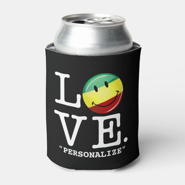 Rastafarian Love Happy Rasta Flag Can Cooler (Can Front)