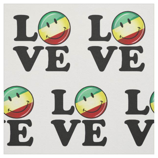 Rastafarian Love Happy Rasta Flag Fabric (Swatch)