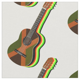Rastafarian Reggae Guitar Jamaican Flag Fabric