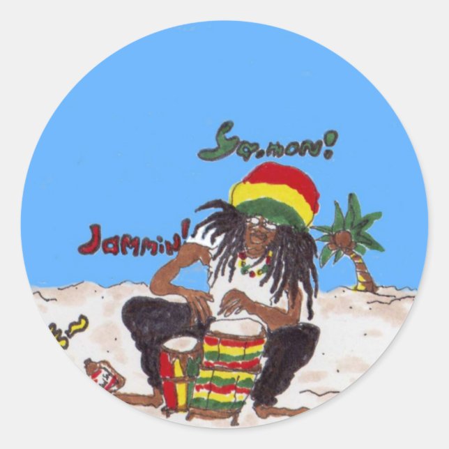 rastaman coaster classic round sticker (Front)