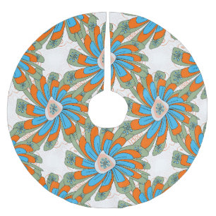 Raster Floral Abstract Textile Print Brushed Polyester Tree Skirt