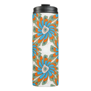 Raster Floral Abstract Textile Print Thermal Tumbler