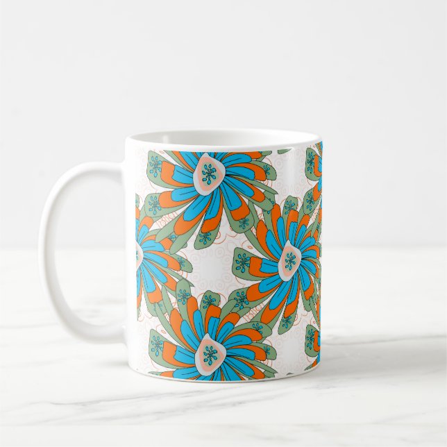 Raster floral pattern with abstract flowers. Abstr Coffee Mug (Left)