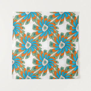 Raster floral pattern with abstract flowers. Abstr Tapestry