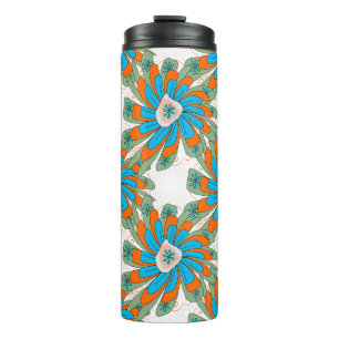 Raster floral pattern with abstract flowers. Abstr Thermal Tumbler