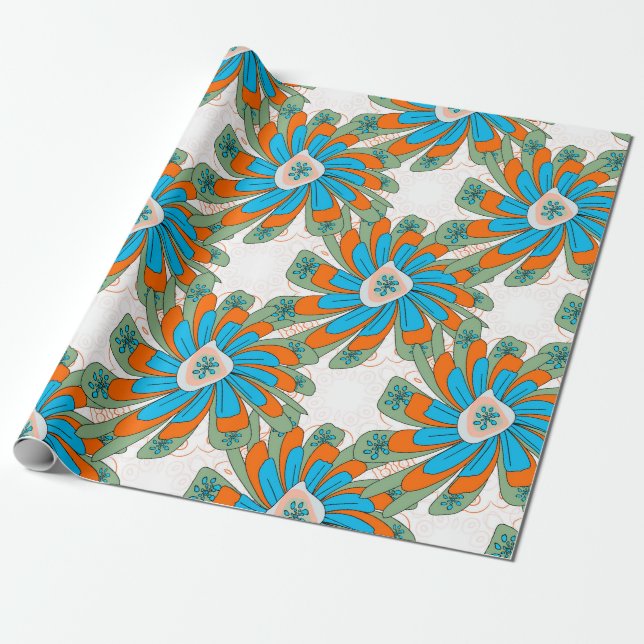 Raster floral pattern with abstract flowers. Abstr Wrapping Paper (Unrolled)