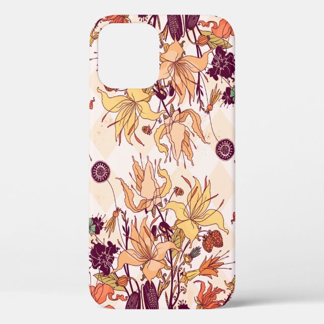 Raster illustration. Light flower pattern on colou Case-Mate iPhone Case (Back)
