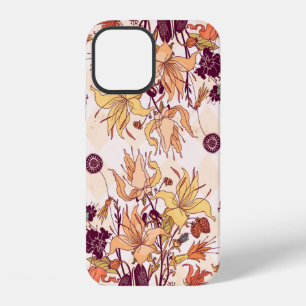 Raster illustration. Light flower pattern on colou iPhone 12 Case