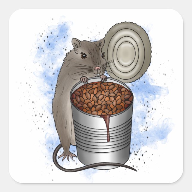 Rat and Bake Beans Square Sticker (Front)