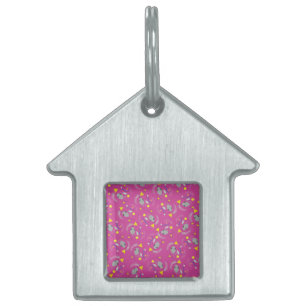 Rat and Cheese Tropical Pink Shapes Pet ID Tag