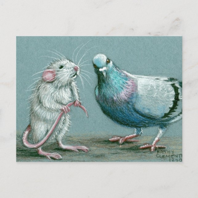 Rat and Pigeon Postcard (Front)