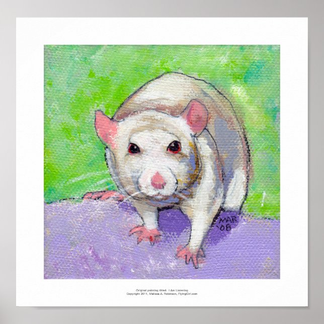 Rat art cute pet fun painting friendly white rats poster (Front)