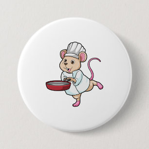 Rat as Cook with Pan & Cooking hat 7.5 Cm Round Badge