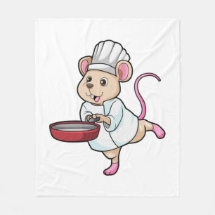 Rat as Cook with Pan & Cooking hat Fleece Blanket