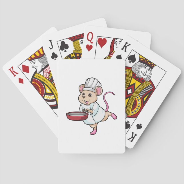 Rat as Cook with Pan & Cooking hat Playing Cards (Back)