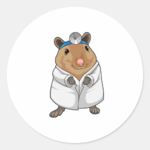 Rat as Doctor with Doctor's coat Classic Round Sticker