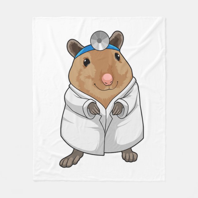 Rat as Doctor with Doctor's coat Fleece Blanket (Front)