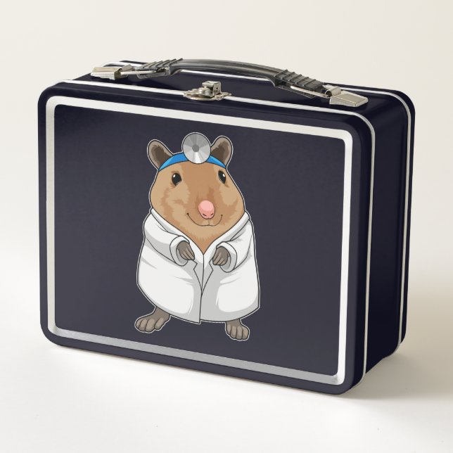 Rat as Doctor with Doctor's coat Metal Lunch Box (Front)