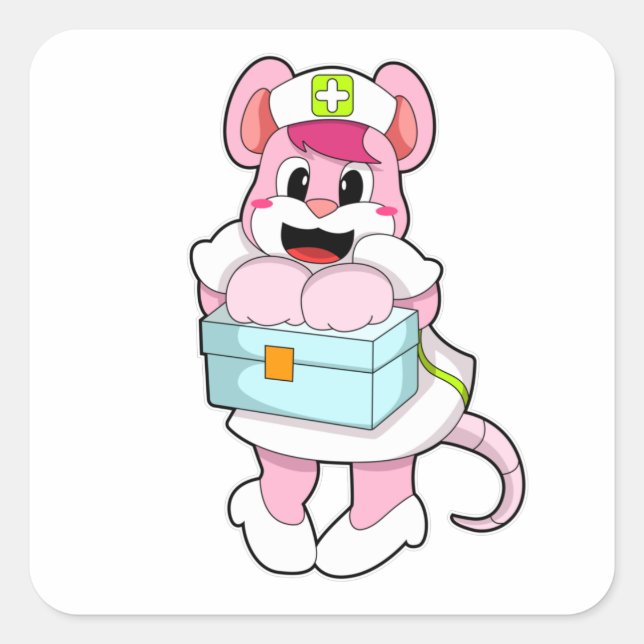 Rat as Nurse with Box Square Sticker (Front)