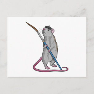 Rat as Painter with Paint brush Postcard