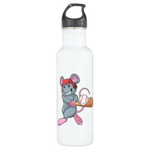 Rat at Baseball with Baseball bat & Helmet 710 Ml Water Bottle