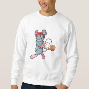 Rat at Baseball with Baseball bat & Helmet Sweatshirt