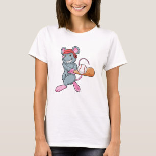 Rat at Baseball with Baseball bat & Helmet T-Shirt