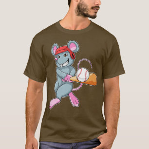 Rat at Baseball with Baseball bat Helmet T-Shirt