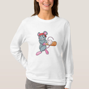 Rat at Baseball with Baseball bat & Helmet T-Shirt
