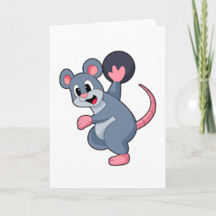Rat at Bowling with Bowling ball Card