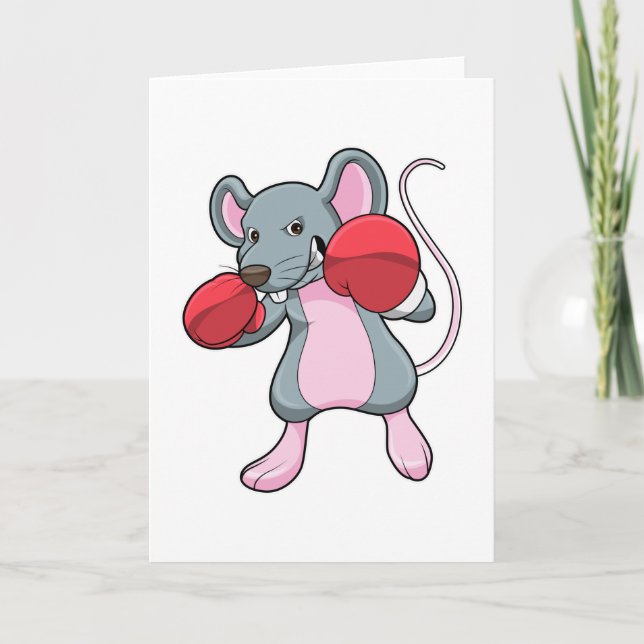 Rat at Boxing with Boxing gloves Card (Front)