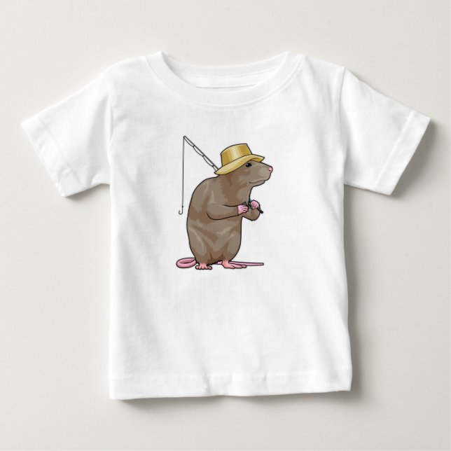 Rat at Fishing with Fishing rod Baby T-Shirt (Front)