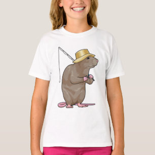 Rat at Fishing with Fishing rod T-Shirt
