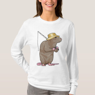 Rat at Fishing with Fishing rod T-Shirt