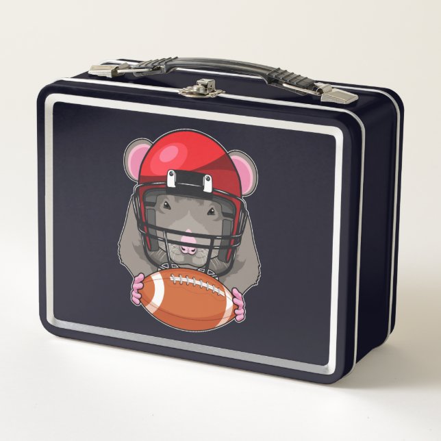 Rat at Football Sports Metal Lunch Box (Front)