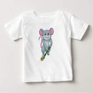 Rat at Hockey with Hockey bat Baby T-Shirt