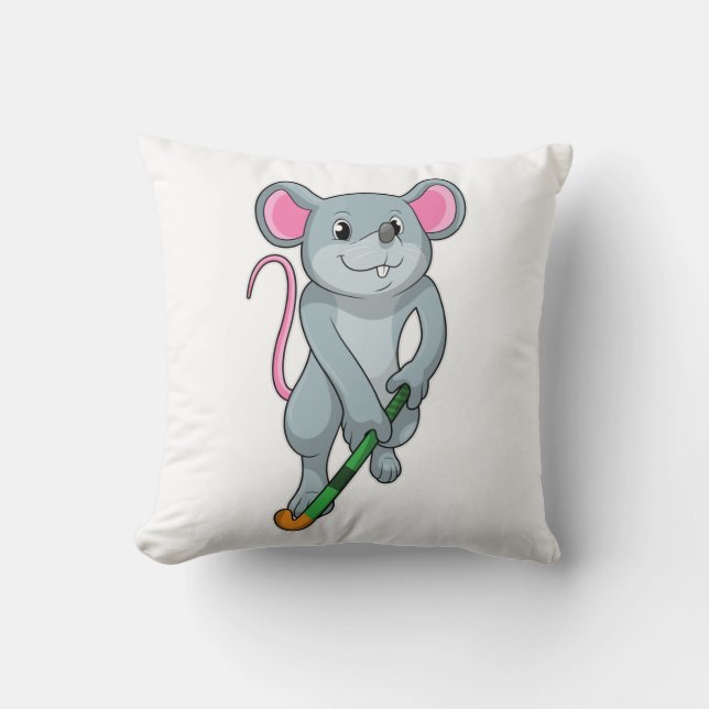 Rat at Hockey with Hockey bat Cushion (Front)