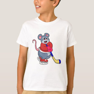 Rat at Ice hockey with Ice hockey stick T-Shirt