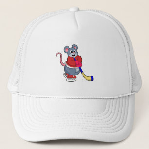 Rat at Ice hockey with Ice hockey stick Trucker Hat
