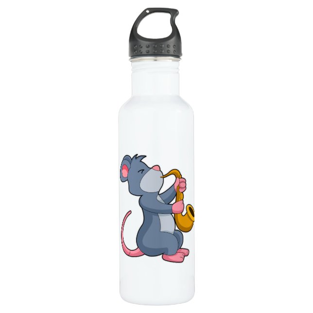 Rat at Music with Saxophone 710 Ml Water Bottle (Front)