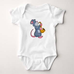 Rat at Music with Saxophone Baby Bodysuit