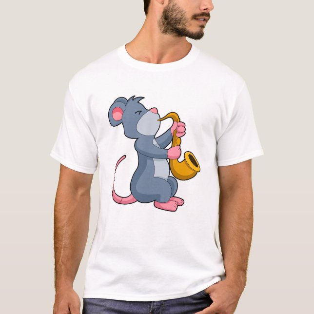 Rat at Music with Saxophone T-Shirt (Front)
