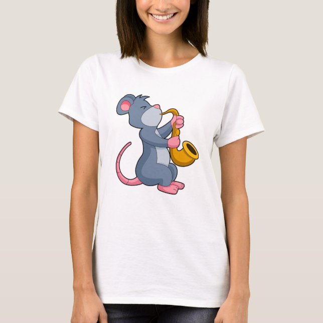 Rat at Music with Saxophone T-Shirt (Front)