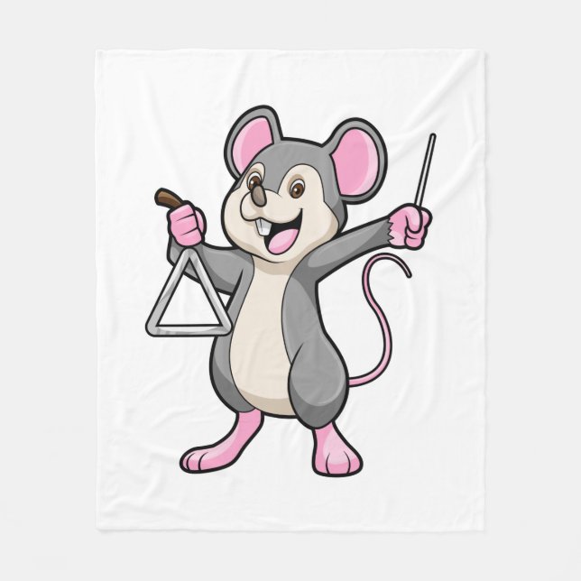 Rat at Music with Triangel Fleece Blanket (Front)
