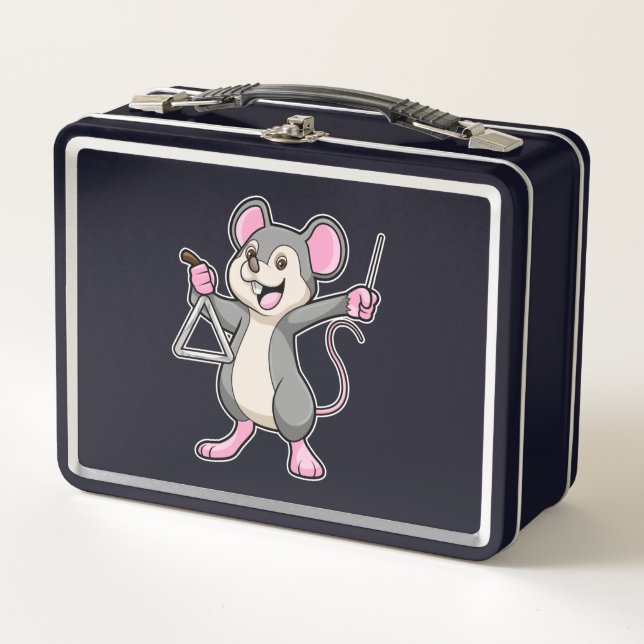 Rat at Music with Triangel Metal Lunch Box (Front)