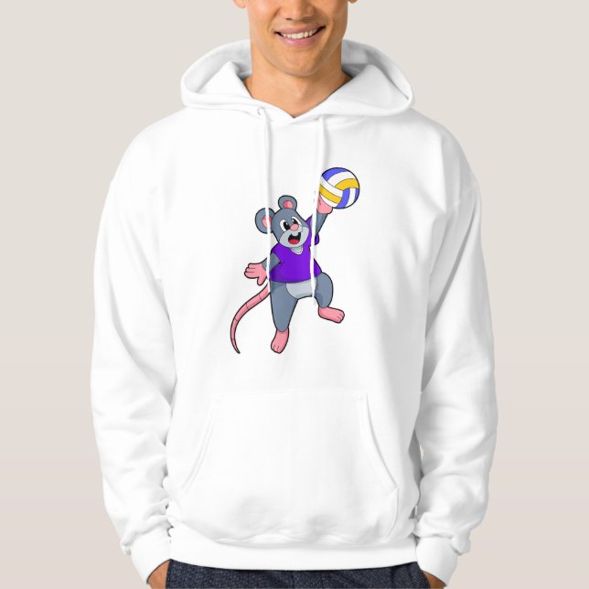 Rat at Volleyball Sports Hoodie (Front)