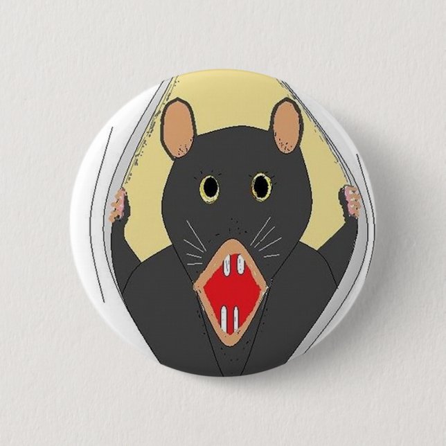Rat Breaking Out 6 Cm Round Badge (Front)
